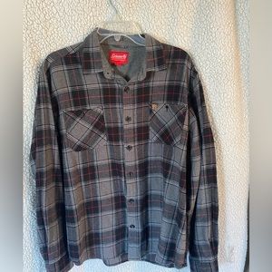 Coleman Plaid Flannel Long Sleeve Barn Shirt Mens Size Large Vintage